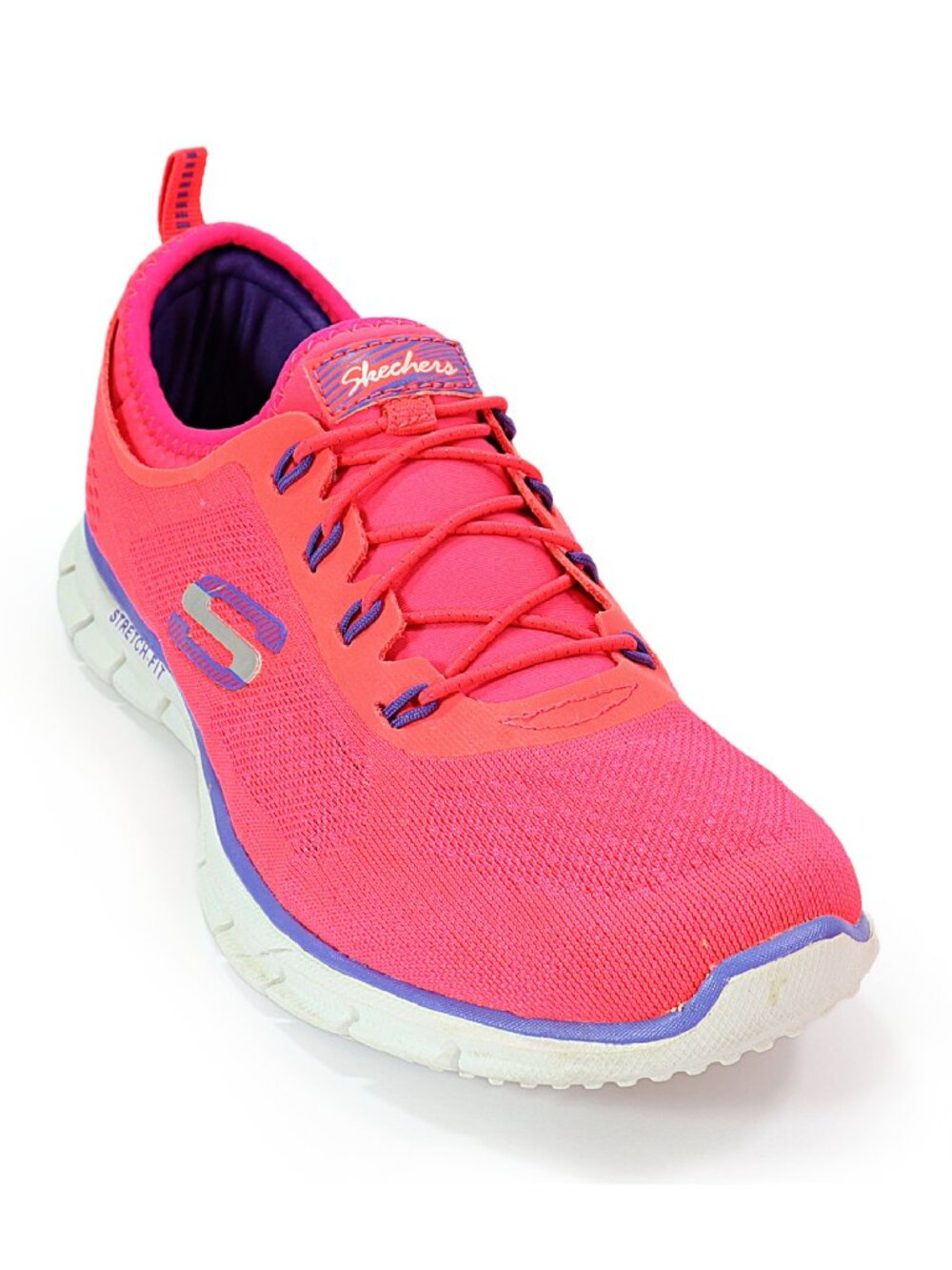 Skechers Women's Glider Stretch Fit Sneakers Bungee Slip On Shoe Hot Pink Size 8